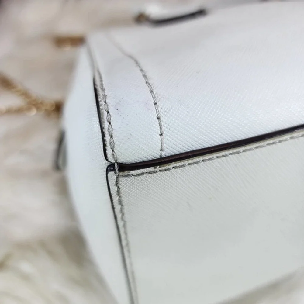 Michael Kors White Ayden Medium Saffiano Leather Satchel